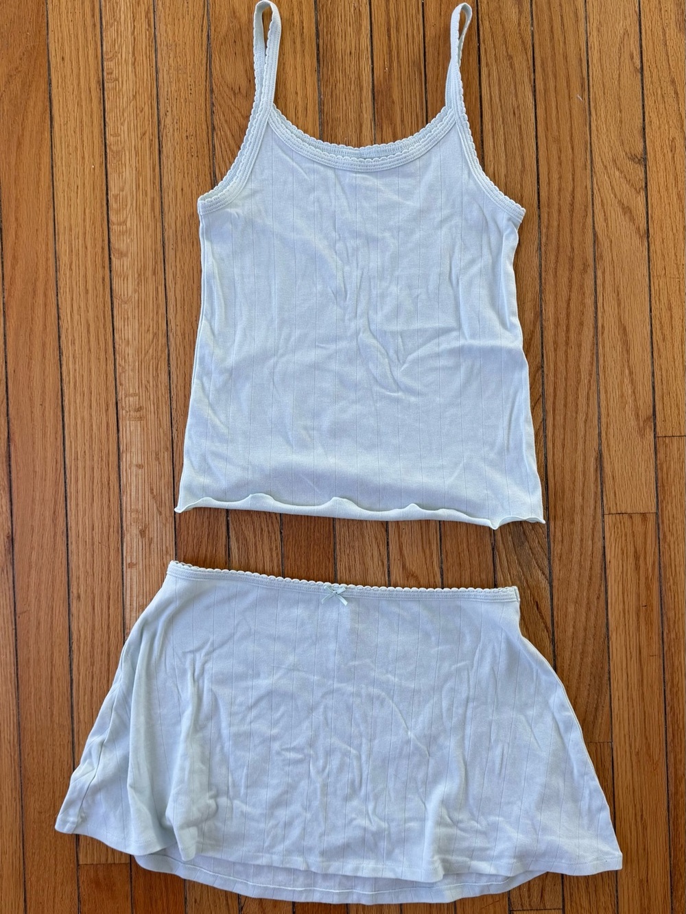 SKIMS Mint Ribbed Cami and Skirt Set in Medium